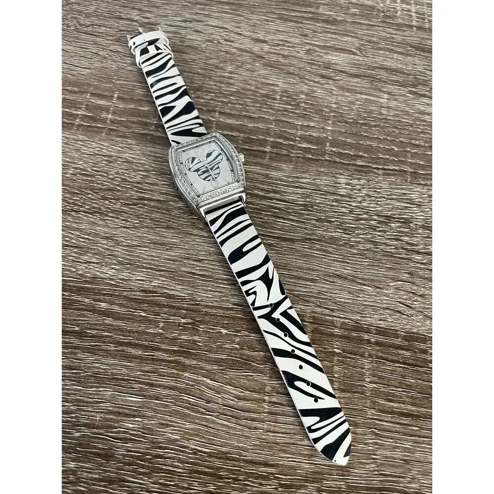 Mickey Mouse Disney Zebra Print Crystal‎ Analog Women’s Petite Wrist Watch 8”